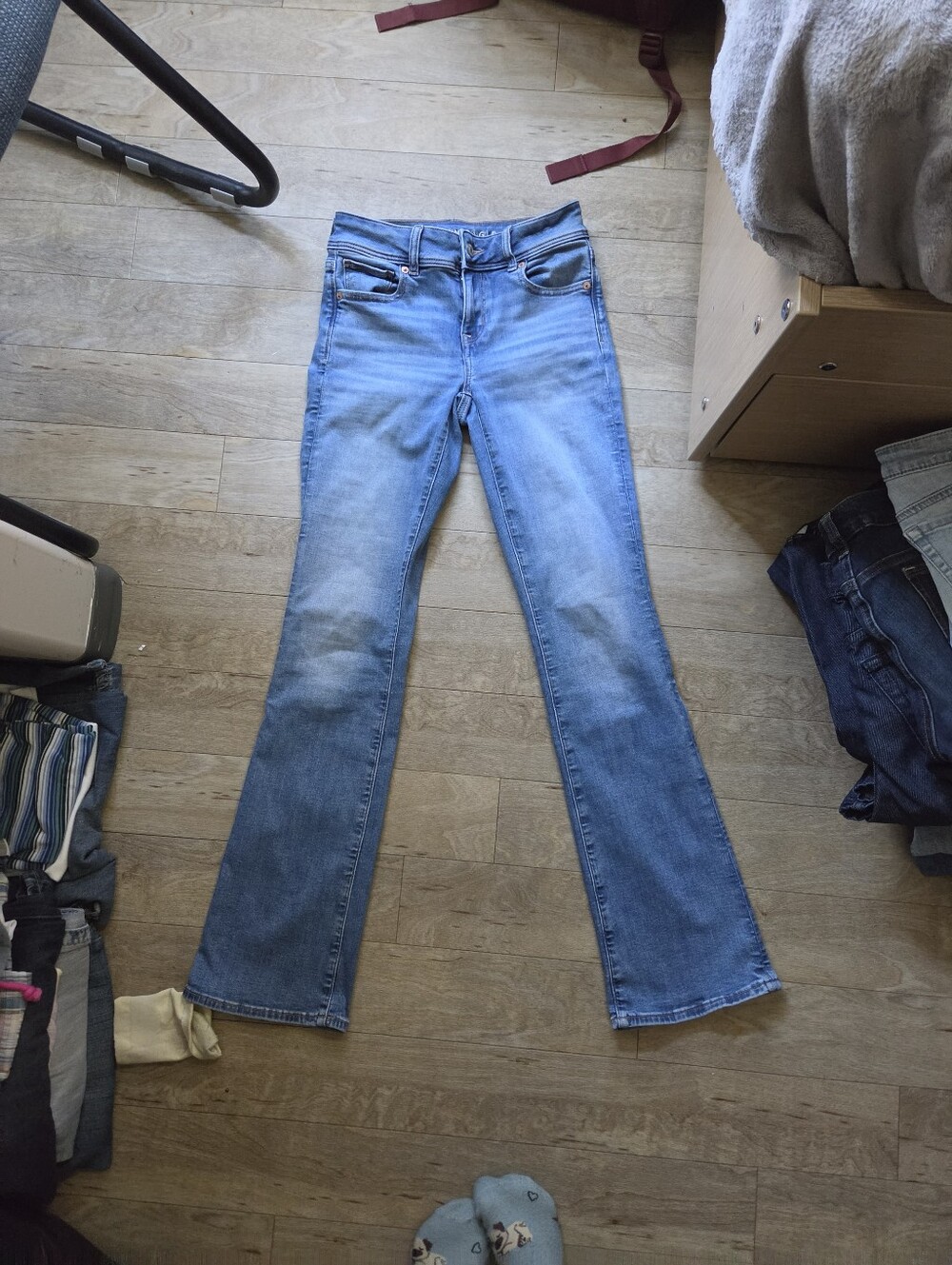 American Eagle Outfitters Light Blue Flared Jeans Midrise Fit